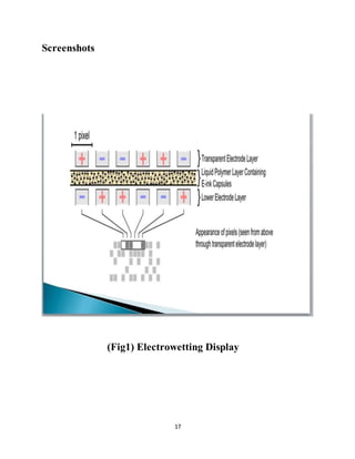 17
Screenshots
(Fig1) Electrowetting Display
 