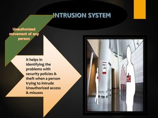 It helps in
identifying the
problems with
security policies &
theft when a person
trying to intrude
Unauthorized access
& misuses
 