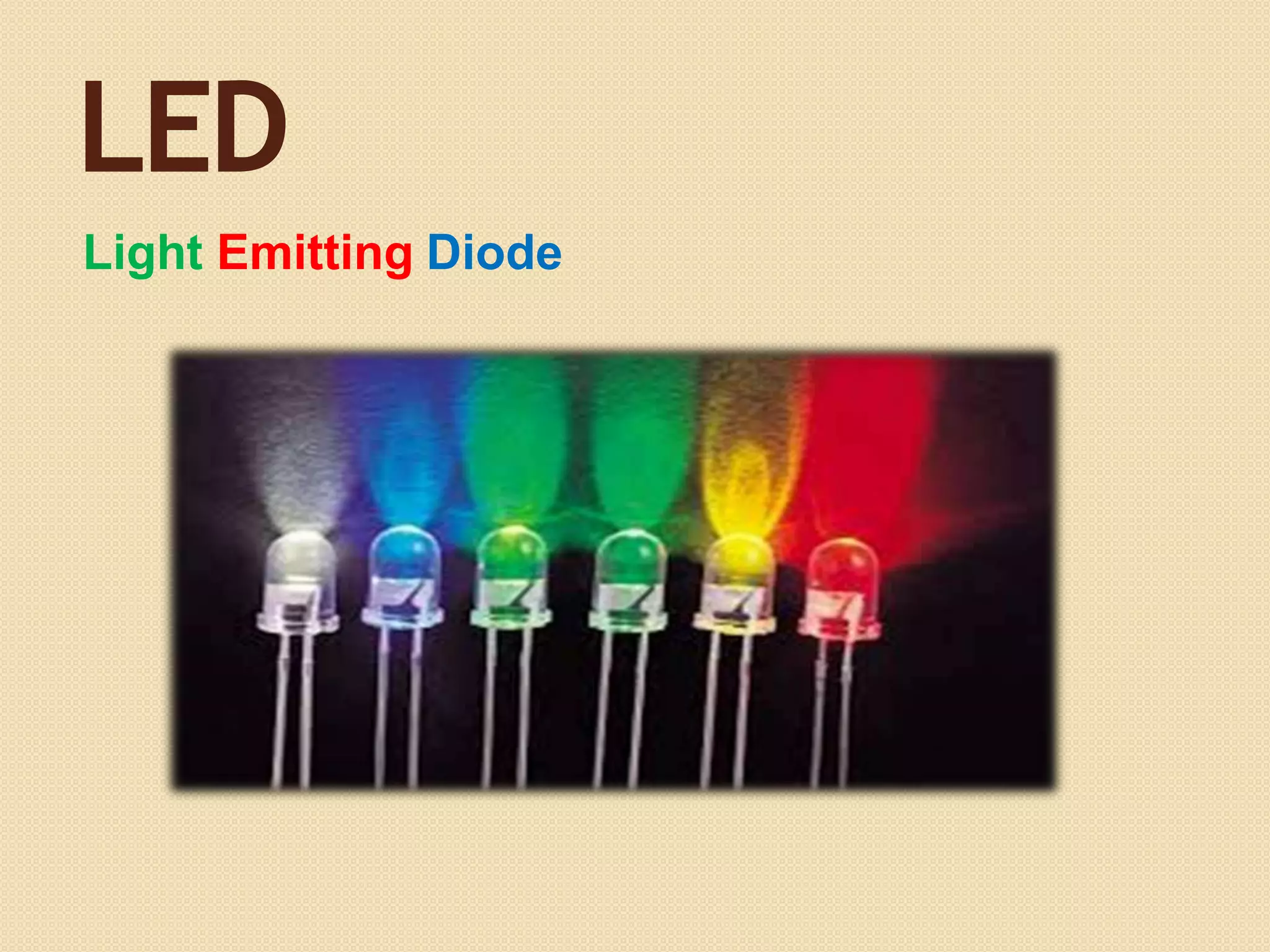 LED
Light Emitting Diode
 