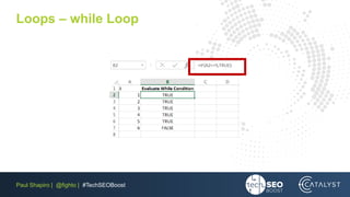 Paul Shapiro | @fighto | #TechSEOBoost
Loops – while Loop
 