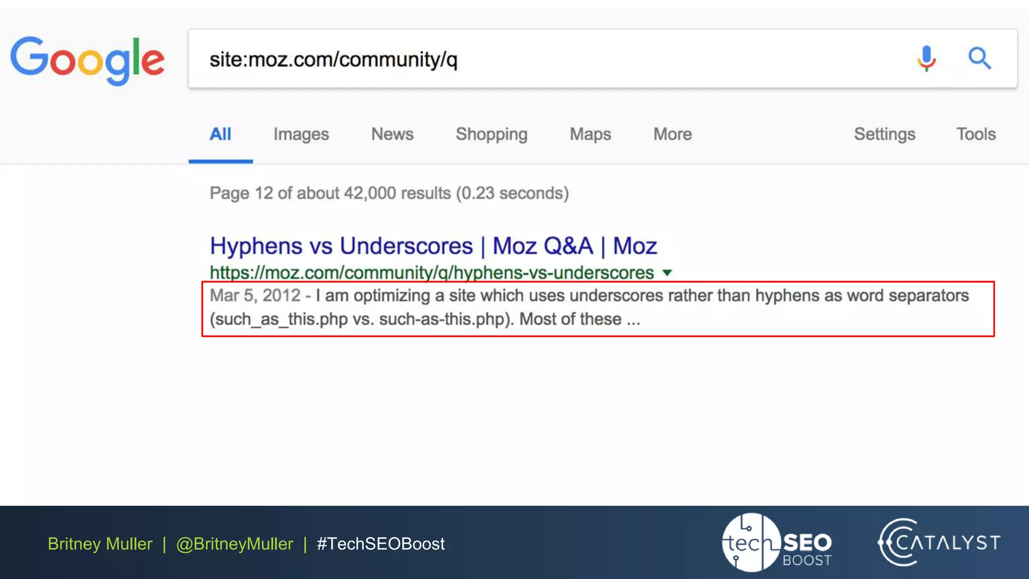 Britney Muller | @BritneyMuller | #TechSEOBoost
 