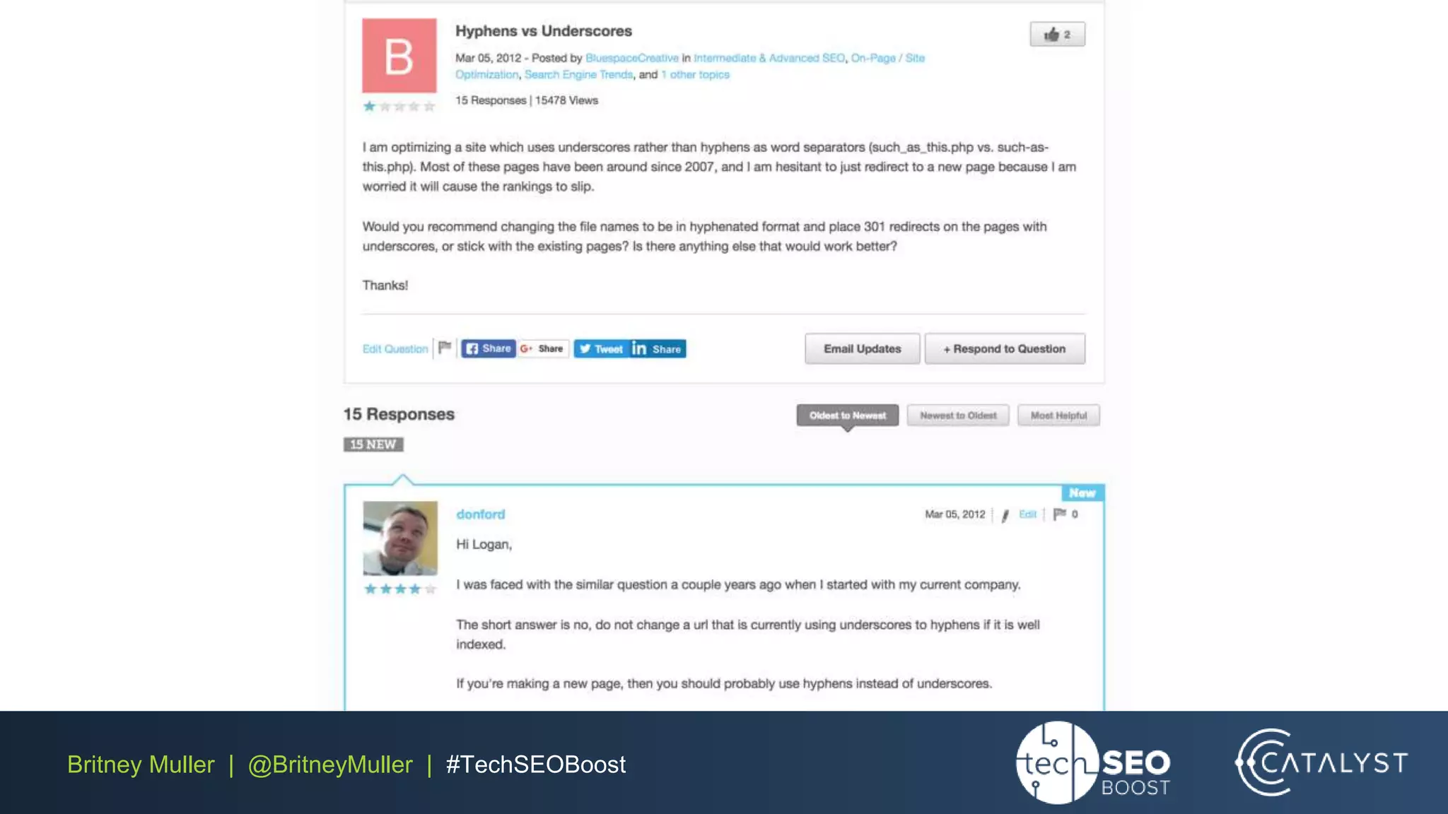 Britney Muller | @BritneyMuller | #TechSEOBoost
 