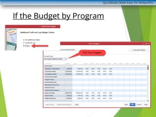 QuickBooks Made Easy for Nonprofits
If the Budget by Program
 