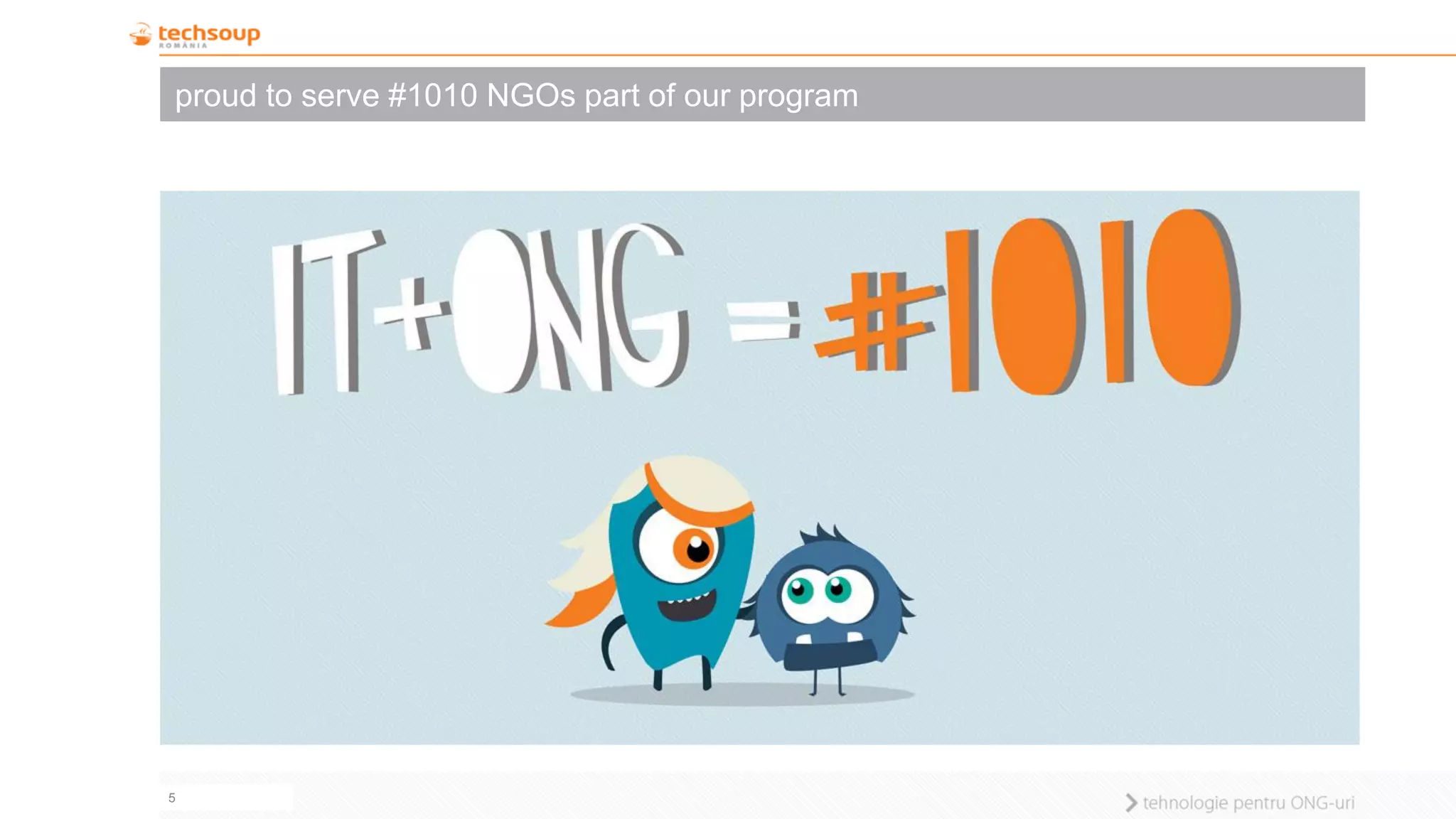 5 
proud to serve #1010 NGOs part of our program  