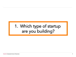 Stanford Graduate School of Business 4
1.  Which type of startup
are you building?
 