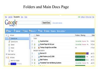 Folders and Main Docs Page 
