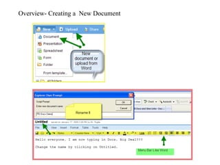 Overview- Creating a  New Document  