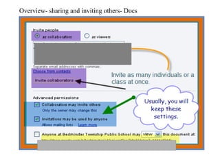 Overview- sharing and inviting others- Docs 