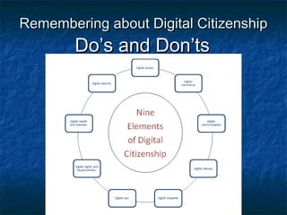 Remembering about Digital CitizenshipRemembering about Digital Citizenship
Do’s and Don’tsDo’s and Don’ts
 