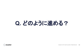 51
Copyright (C) 2021 Studist Corporation. All Rights Reserved
Q. どのように進める？
 