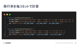 58
Copyright (C) 2021 Studist Corporation. All Rights Reserved
移行率を毎コミットで計算
 