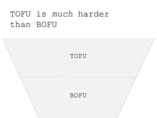 TOFU is much harder
than BOFU
TOFU
BOFU
 