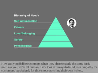 How can you dislike customers when they share exactly the same basic
needs as you, we’re all human. Let’s look at 3 ways to build your empathy for
customers, particularly for those not scratching their own itches...
 