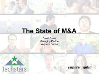 Confidential
The State of M&A
David Grove
Managing Partner
Vaquero Capital
 