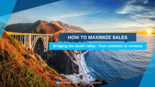 Bridging the death valley : from solutions to revenue
Philippe Szombat phiview
HOW TO MAXIMIZE SALES
 