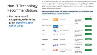 Non-IT Technology
Recommendations
• For these non-IT
categories, refer to the
great SignalFire Back
Office Guide
 