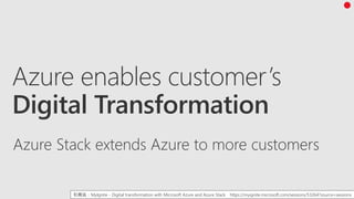 引用元：MyIgnite - Digital transformation with Microsoft Azure and Azure Stack https://myignite.microsoft.com/sessions/53264?source=sessions
 