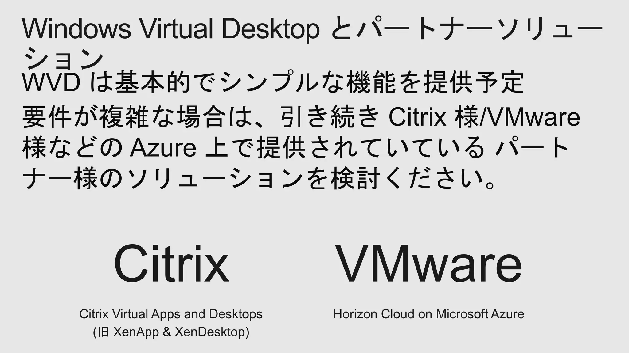 Windows Virtual Desktop とパートナーソリュー
ション
 