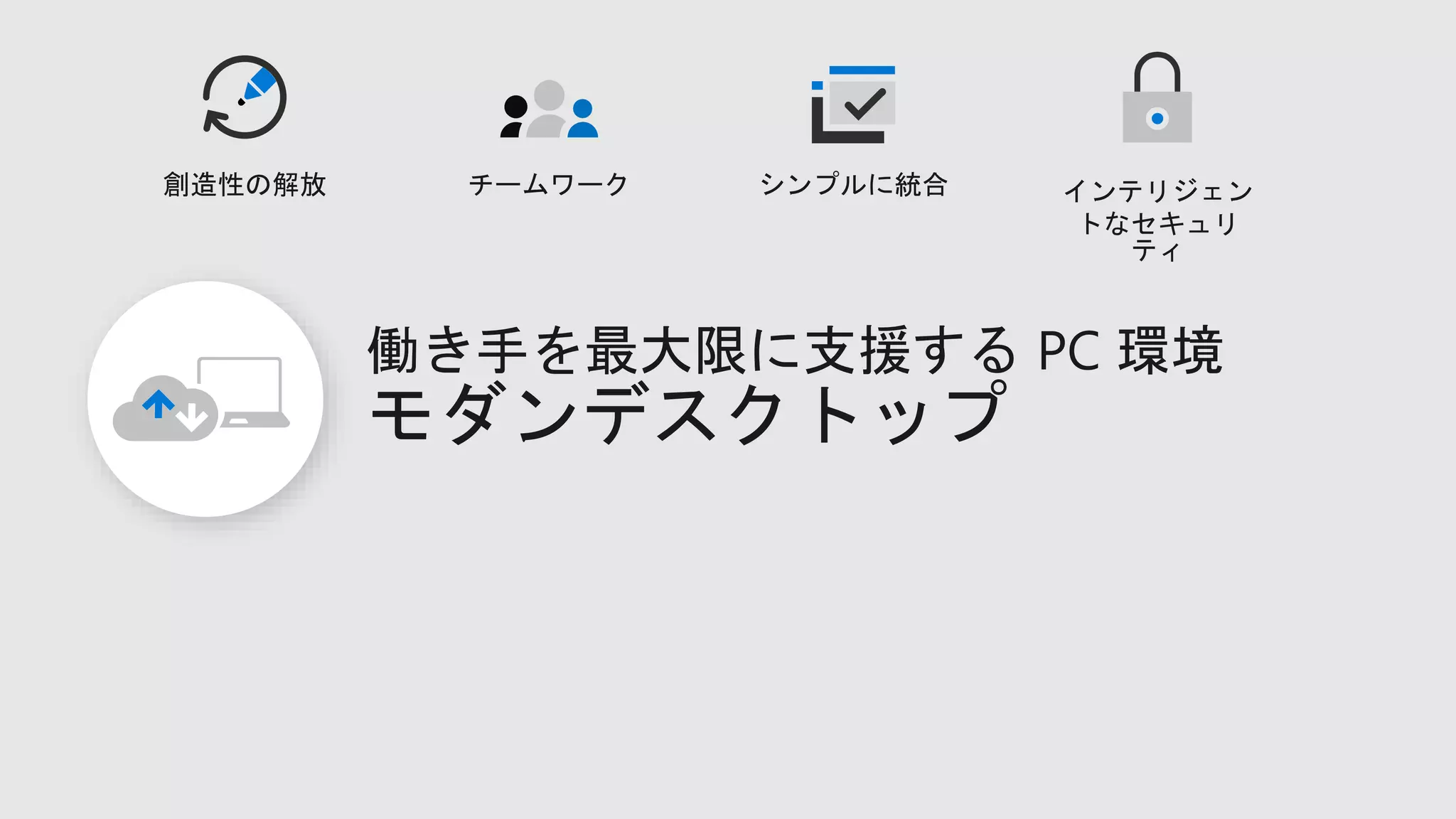 働き手を最大限に支援する PC 環境
モダンデスクトップ
 
