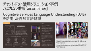 チャットボット活用ソリューション事例
ハニカムラボ様「aicontainer」
 