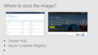 ▪ Docker Hub
▪ Azure Container Registry
▪ …
 