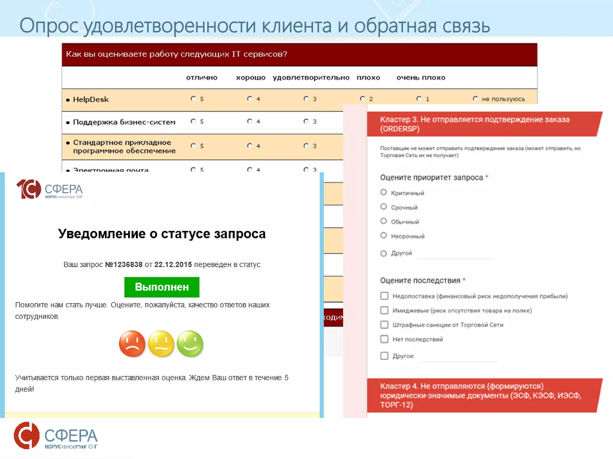 www.esphere.ru
Опрос удовлетворенности клиента и обратная связь
 
