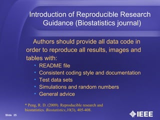 Coding Reproducible Research Importance and Challenges of Reproducible Research | PPT