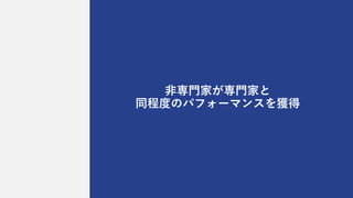 ⾮専⾨家が専⾨家と
同程度のパフォーマンスを獲得
 