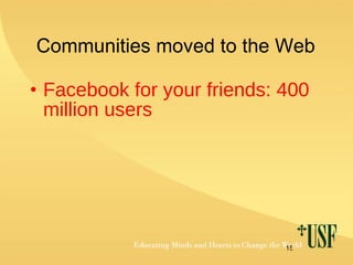 Communities moved to the Web Facebook for your friends: 400 million users 