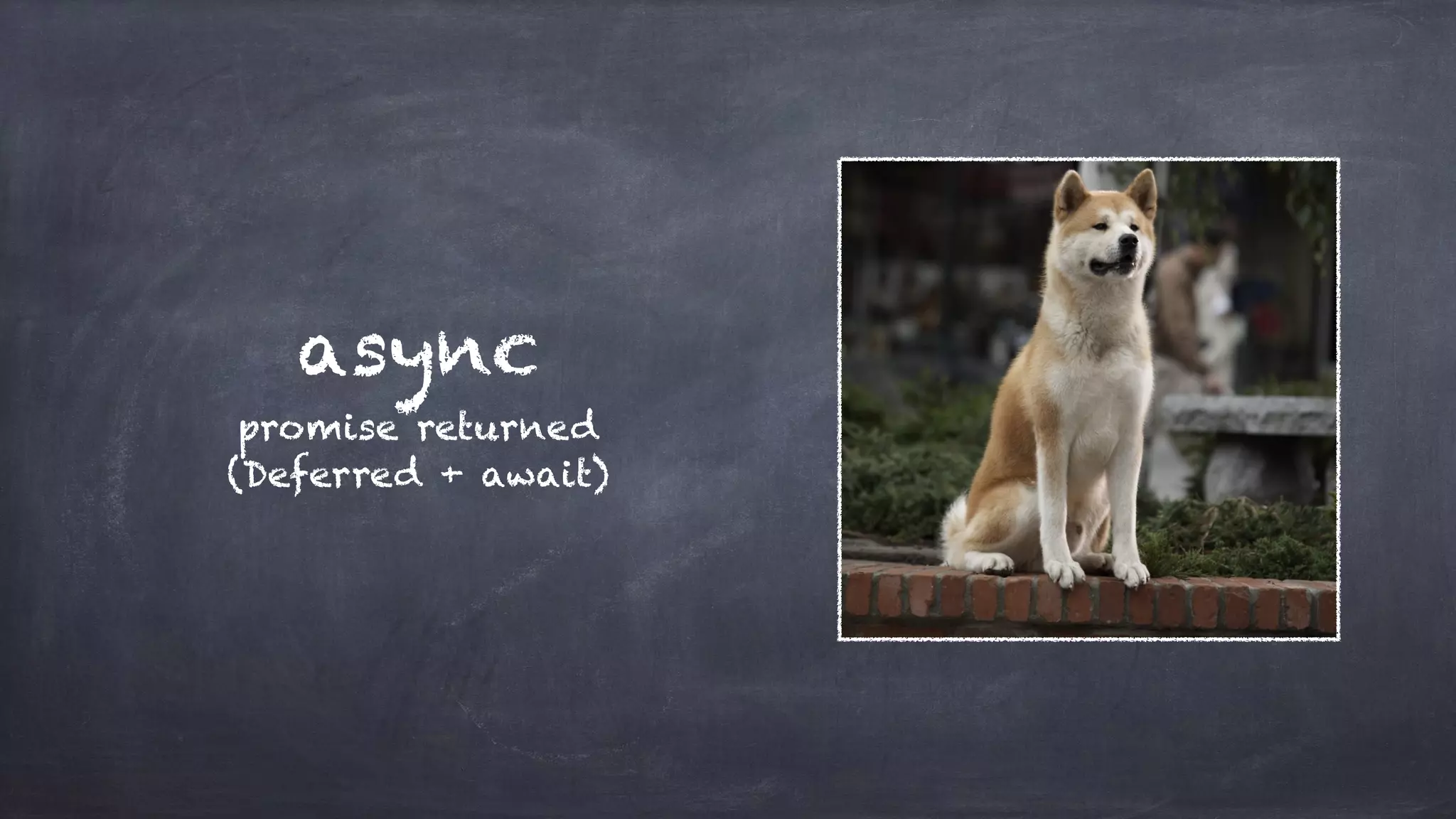 async
promise returned
(Deferred + await)
 