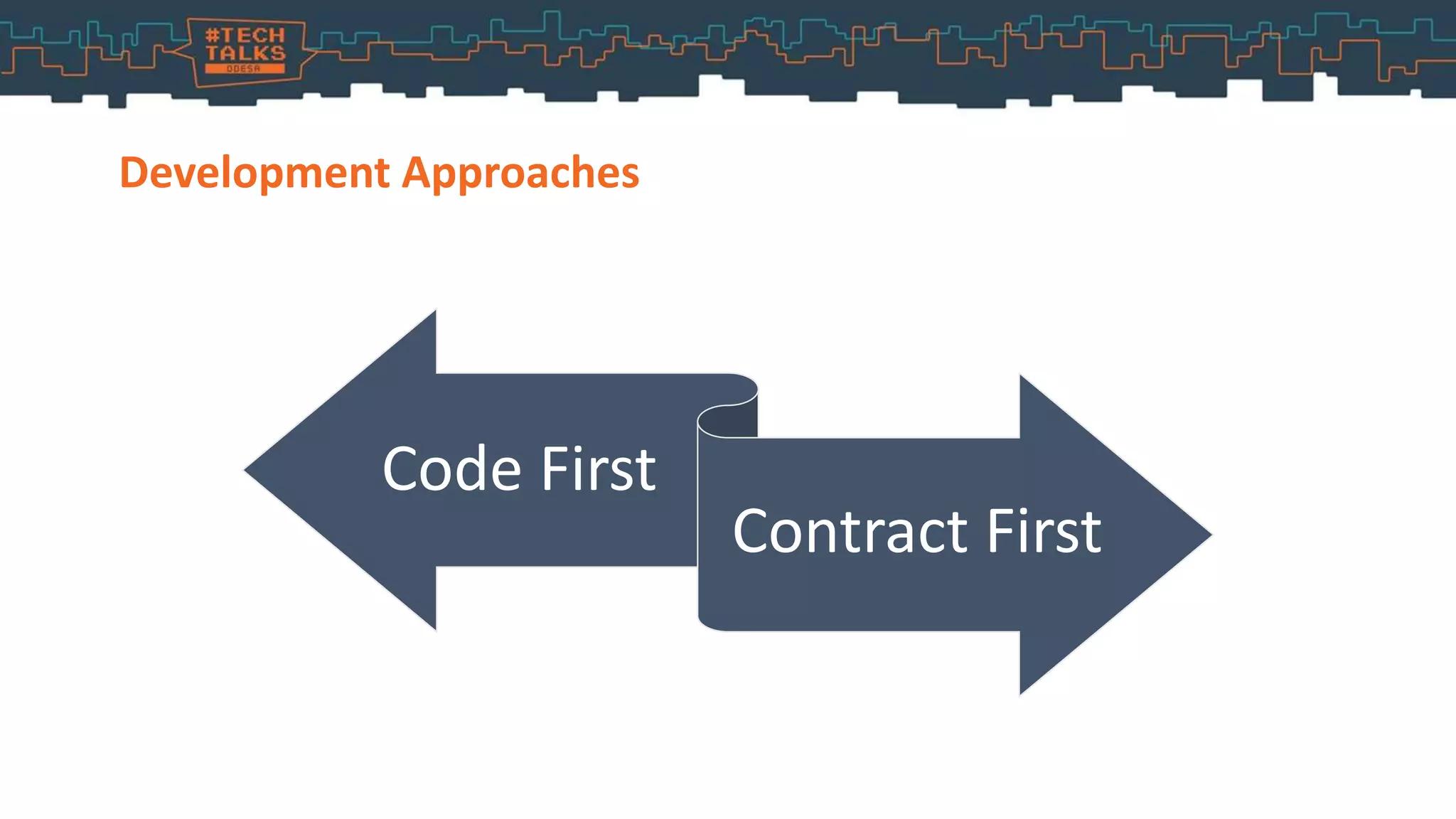 Development Approaches
Code First
Contract First
 