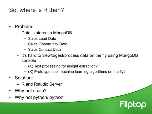 Data Science Stack with MongoDB and RStudio | PPT