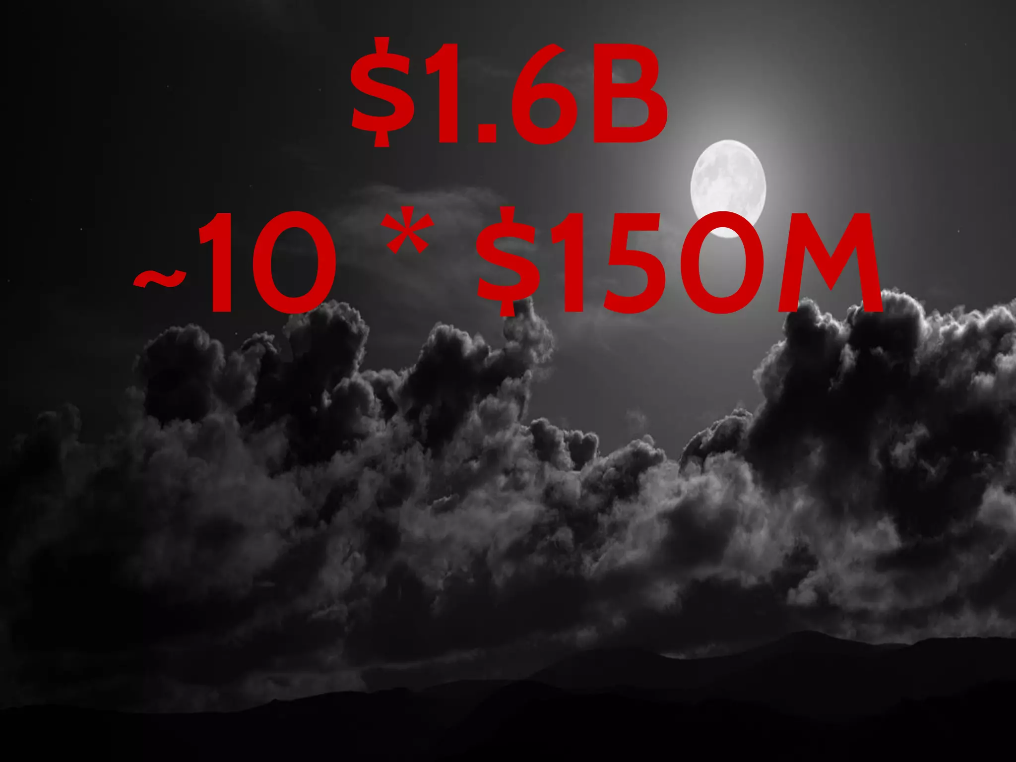 $1.6B
~10 * $150M
 