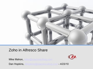 Zoho in Alfresco Share ,[object Object],[object Object]