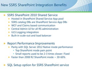 New SSRS SharePoint Integration Benefits




       •
       •
 