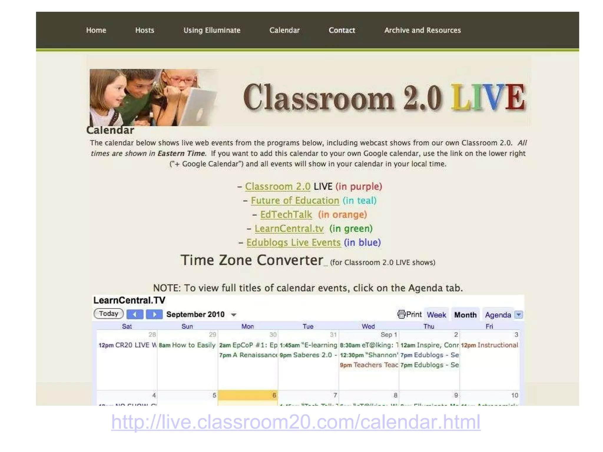 http://live.classroom20.com/calendar.html 