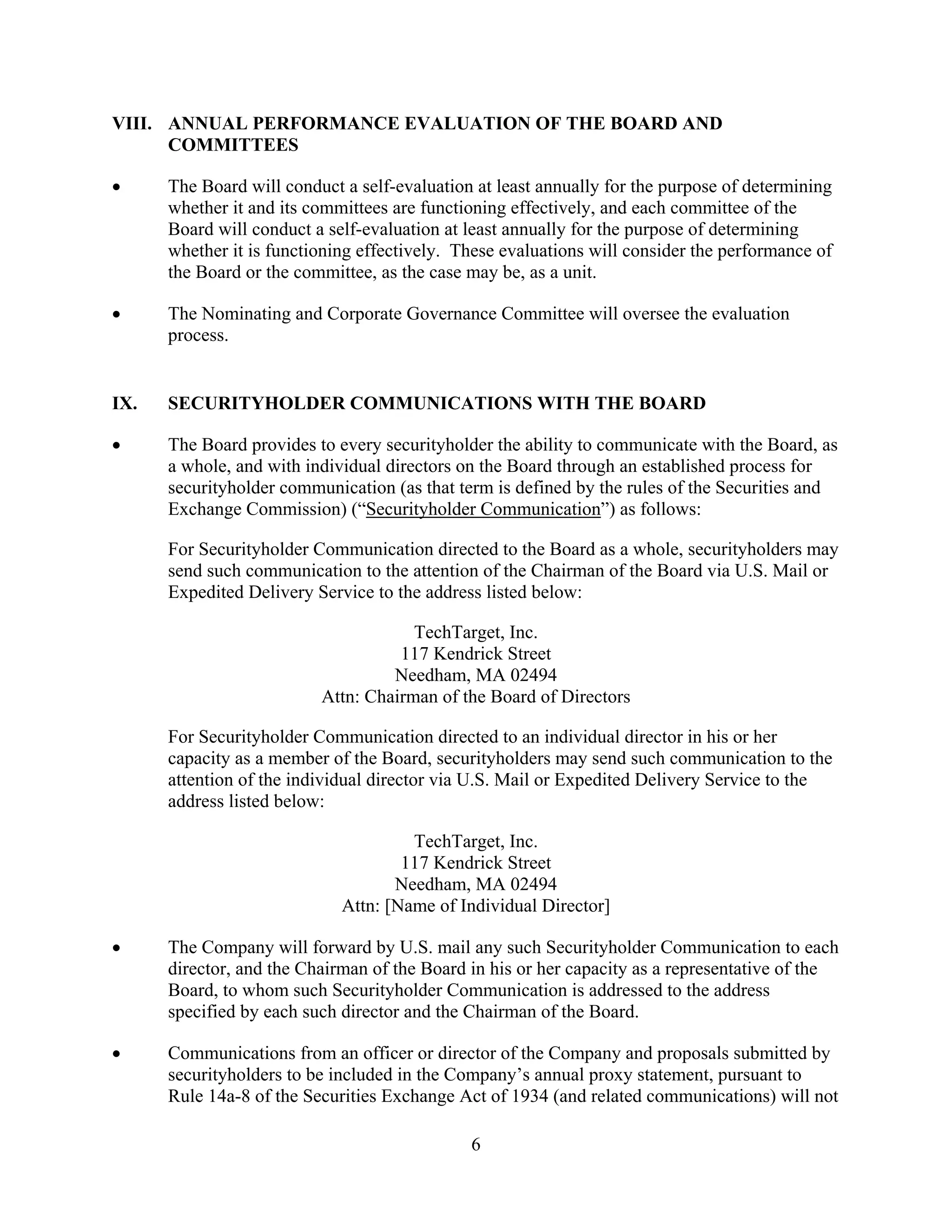 TechTarget Corporate Governance Corporate Governance Guidelines