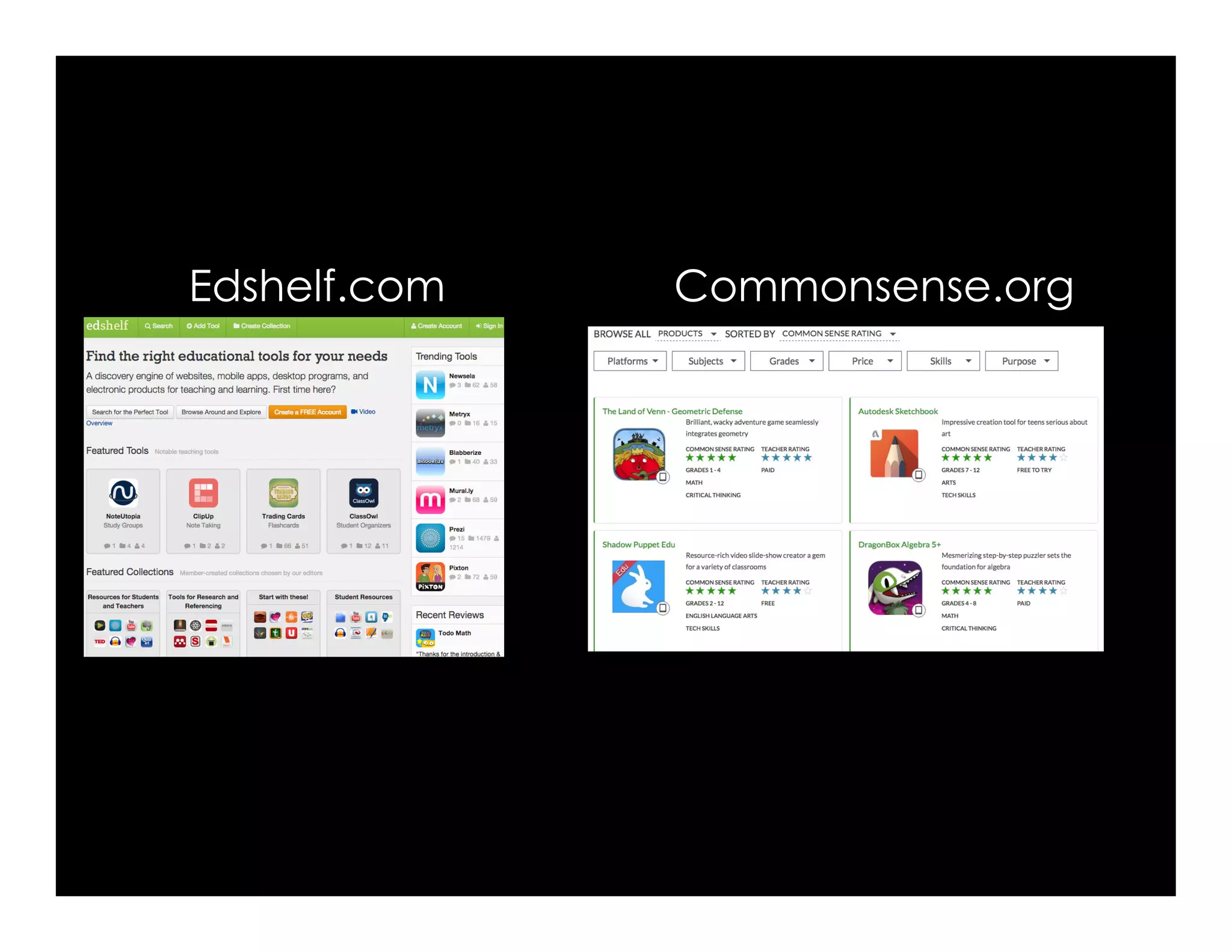 Edshelf.com Commonsense.org
 