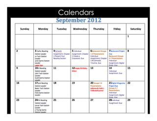 Calendars
 