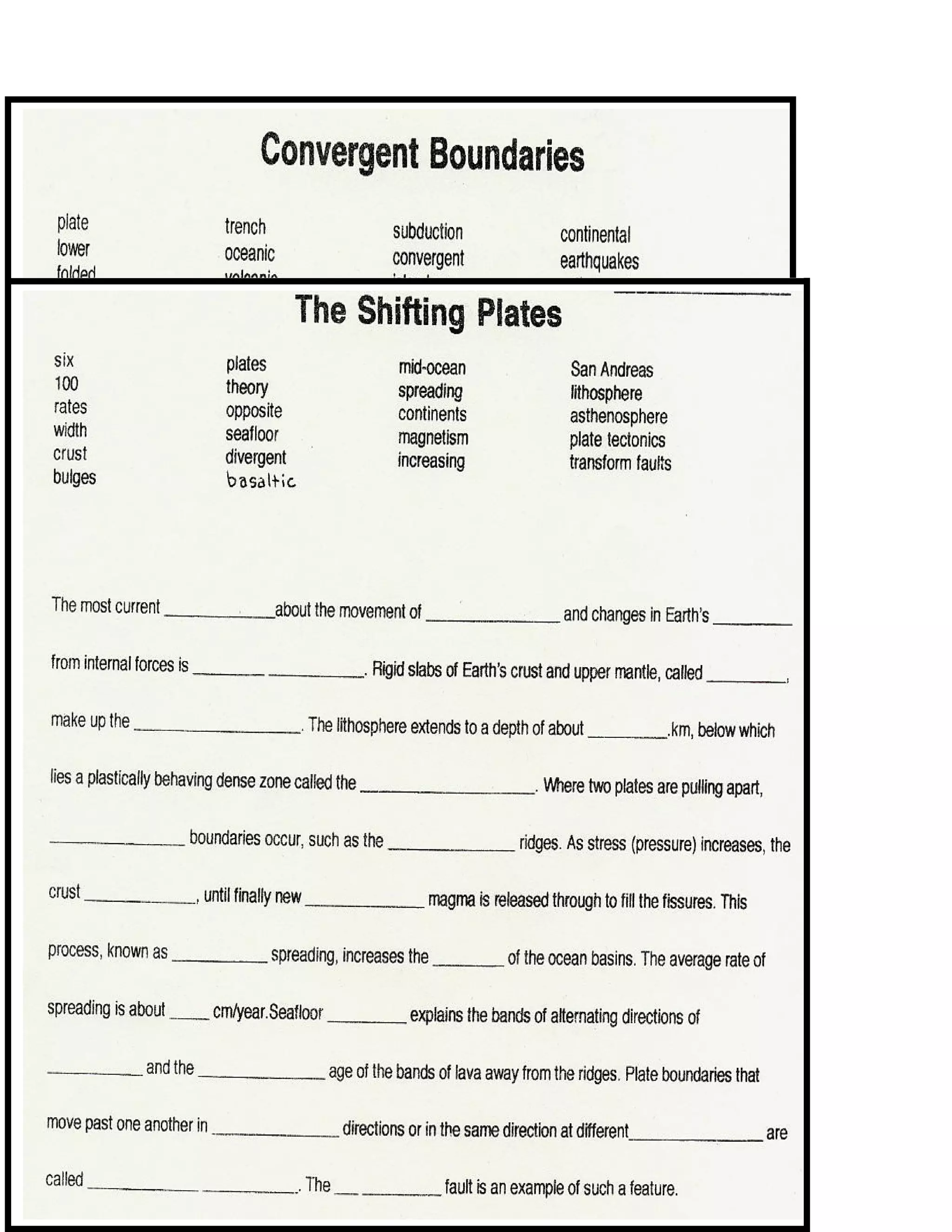 Global Tectonic Plates HW