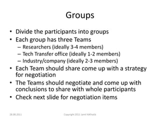 Tech Transfer Role Game | PPTX