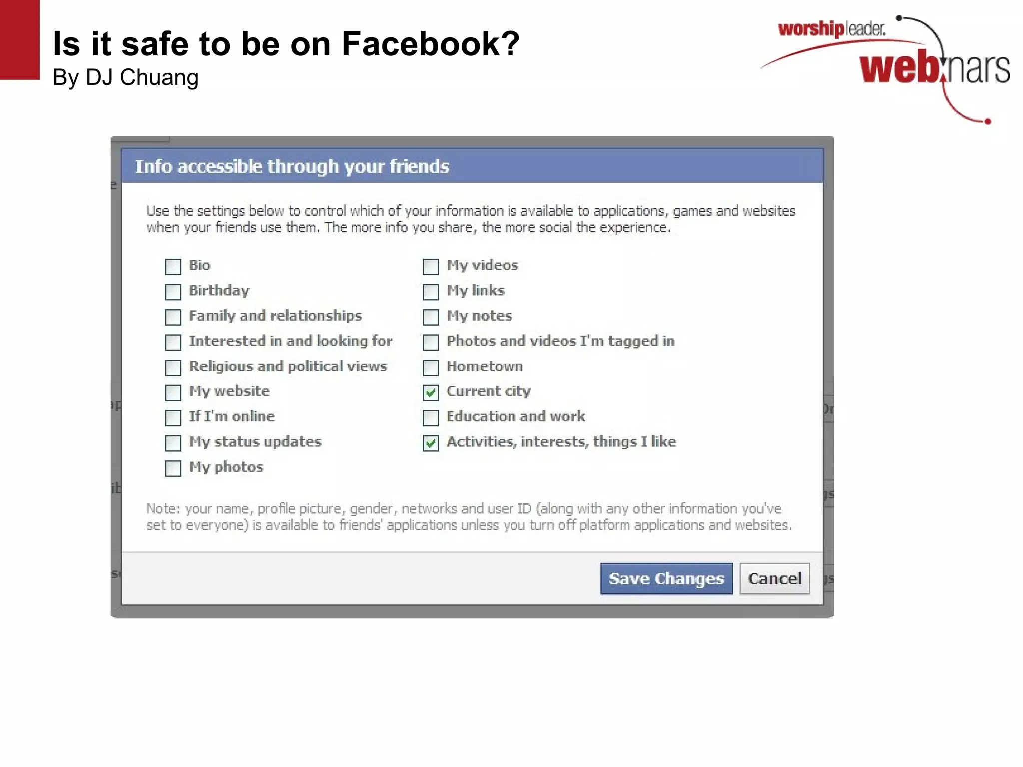 Is it safe to be on Facebook?   By DJ Chuang http://www.flickr.com/photos/mvellandi/3427749387/ http://www.flickr.com/photos/mvellandi/3427749387/ http://www.flickr.com/photos/mvellandi/3427749387/ http://www.flickr.com/photos/mvellandi/3427749387/ 
