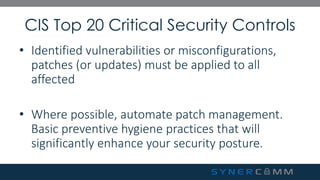 SynerComm's Tech TV series CIS Top 20 Critical Security Controls #4 | PDF