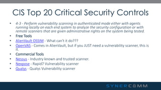 SynerComm's Tech TV series CIS Top 20 Critical Security Controls #4 | PDF