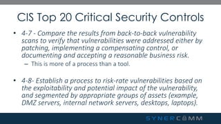 Security Control Compensating SynerComm's Tech TV series CIS Top 20 Critical Security Controls #4 | PDF