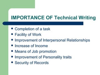 what is the importance of technical writing