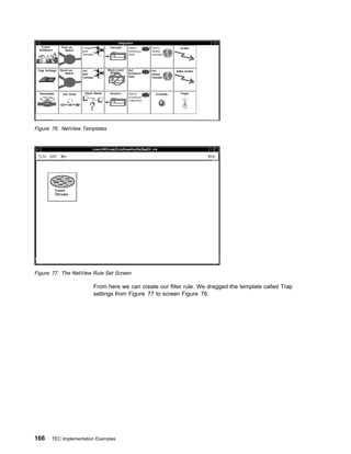Figure 76. NetView Templates




Figure 77. The NetView Rule Set Screen

                       From here we can create our filter rule. We dragged the template called Trap
                       settings from Figure 77 to screen Figure 76.




166   TEC Implementation Examples
 