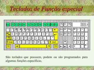 Teclados de Função especial São teclados que possuem, podem ou são programados para algumas funções específicas. 