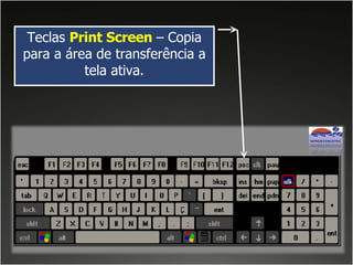 Teclas  Print Screen  – Copia para a área de transferência a tela ativa. 