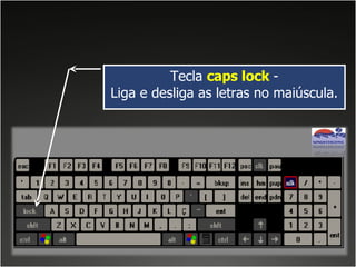 Tecla  caps lock  - Liga e desliga as letras no maiúscula. 